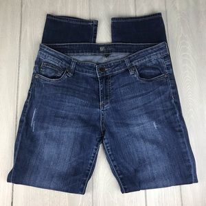 Kut from the Kloth distressed dark wash straight leg denim jeans